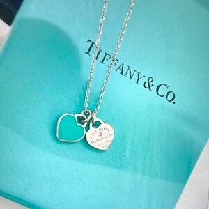 Tiffany & Co. Silver and Blue Heart Pendant Necklace